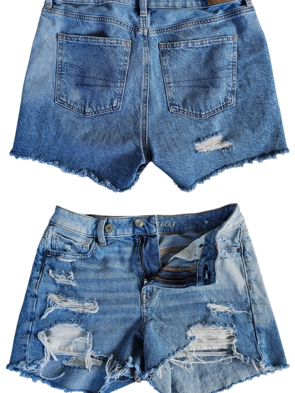 American Eagle Denim Shorts Lot Size 4 Distressed Mom Baggy